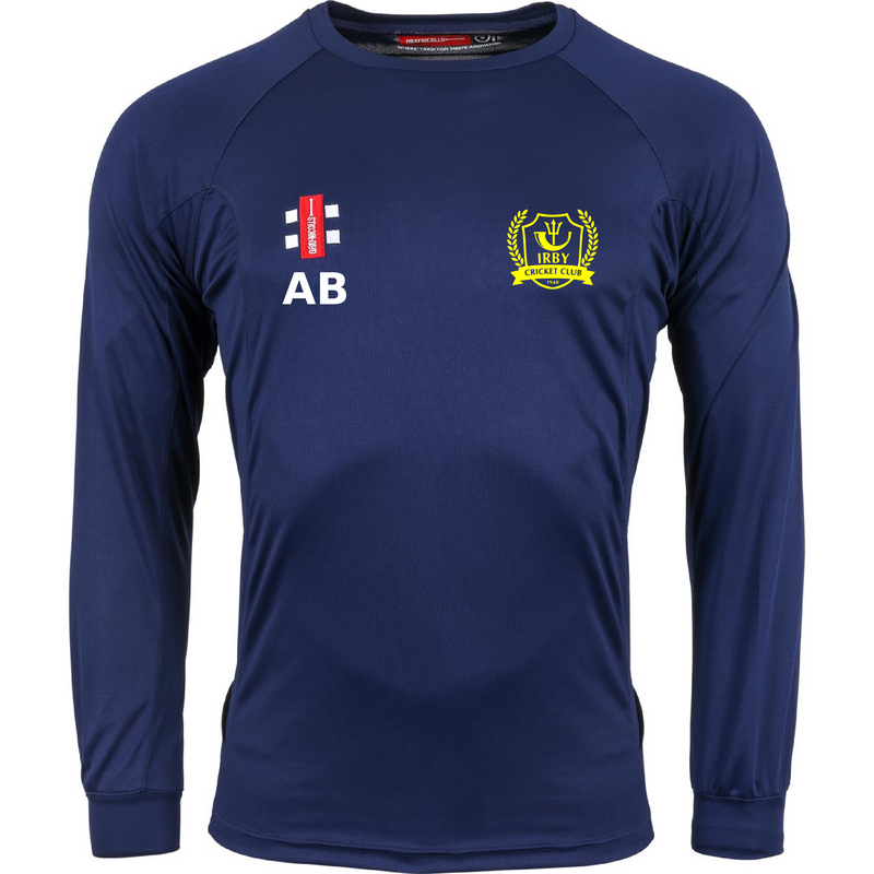 Irby Cricket Club Adult's Navy Matrix V2 L/S Tee Shirt-Senior